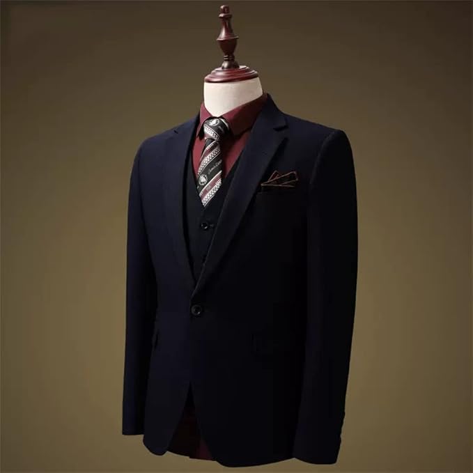Men's Slim Stretch Suit: Modern Korean-style formal dress suit perfect for grooms, groomsmen, or upscale casual events, featuring a sharp, tailored slim fit with comfortable stretch fabric.