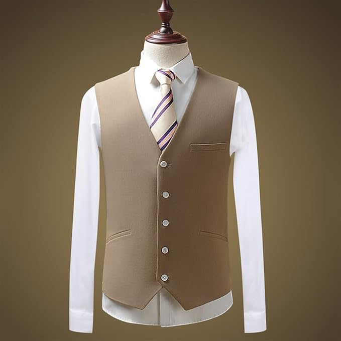 Sharp, British-style formal suit featuring a tailored slim fit. Complete three-piece set perfect for grooms, business casual settings, and professional career wear.