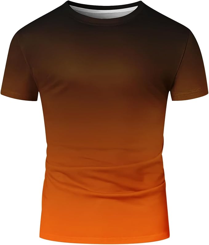 Men's Gradient Athletic Tee: Lightweight and casual short-sleeve crewneck T-shirt featuring a stylish gradient color design. Loose-fit and breathable fabric, perfect for summer workouts or everyday casual wear.