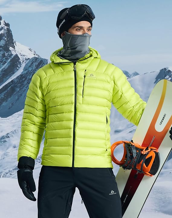 850 Fill Goose Down Jacket: Men's ultra-lightweight, packable hooded puffer coat. Premium 850-fill-power insulation delivers maximum winter warmth in a compact, travel-friendly design.